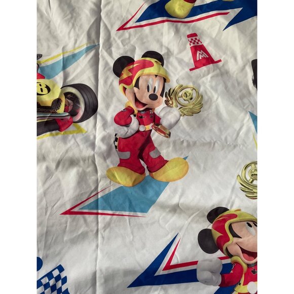 Disney Mickey Mouse Racing Car Twin Flat Sheet Cutter Crafts Sewing - Picture 2 of 9
